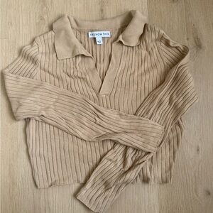 Tan Ribbed Knit Sweater